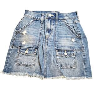 SO Kohl's NWT NEW Recycled Polyester 5 / 27W Jean Skirt Pockets Distressed